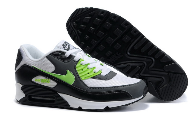 Nike Air Max 90 Mesh Black White Green Shoes - Click Image to Close